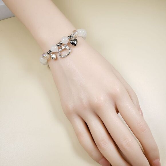 Brand New Hello White White Stones With Silver Rhinestone Bracelet - Picture 4 of 6